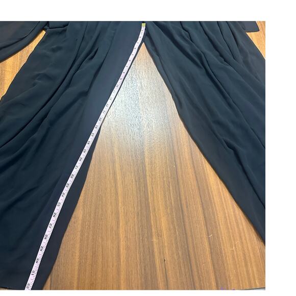 IEENA for Mac Duggal Black Flowy Faux Wrap Wide-Leg Jumpsuit, Chiffon, size XL - Picture 10 of 11